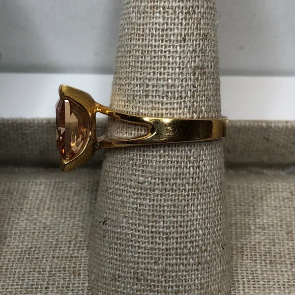 Square Cut Citrine Colored Cocktail Ring - Picture 5 of 5